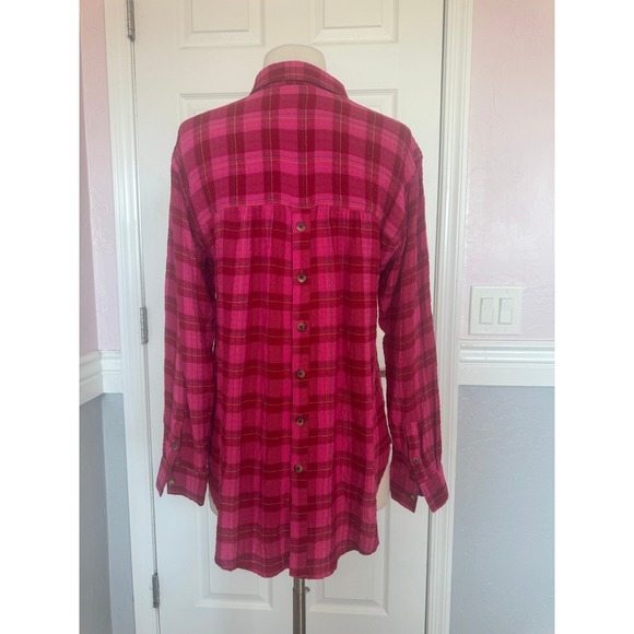 Anthropologie Isadora Women's Plaid popover Oversized Button Down Top Sz XS - Picture 6 of 14